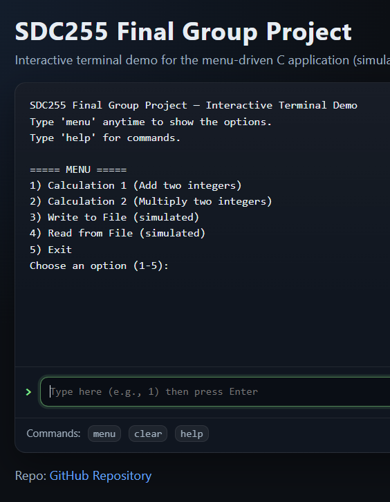 SDC255 Final Group Project website preview